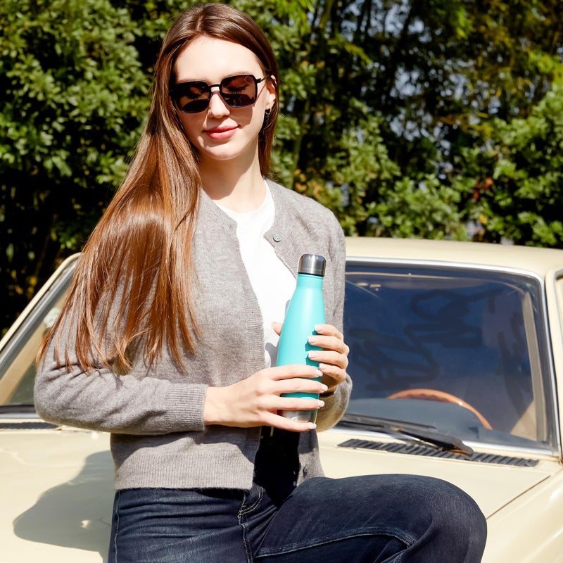 MEWAY 17oz Sport Water Bottle 4 Pack Vacuum Insulated Stainless Steel Leak-Proof Double Wall Cola Shape Water Bottle,Keep Drinks Hot & Cold(Light Blue,4 Pack) - Image 5